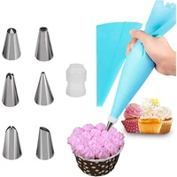 new icing pastry bags silicone reusable piping bag and stainless steel piping nozzle baking decorating diy cake decorating tool