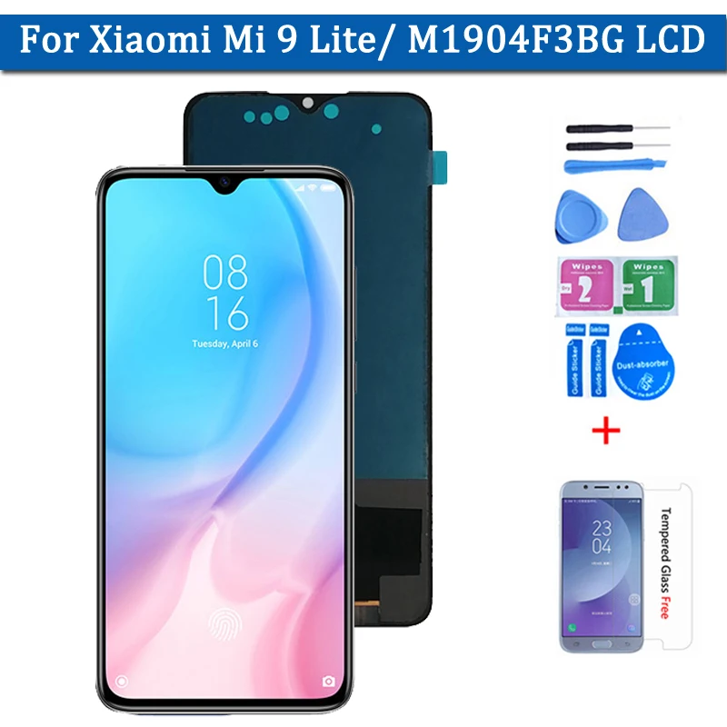 

Amoled Display For Xiaomi Mi 9 Lite LCD with 10 Touches Screen Replacement Support Fingerprint For Mi9 Mi 9 Lite M1904F3BG