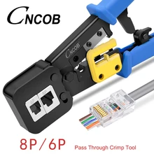 CNCOB RJ45 crimper RJ-45 Crimping Hand Network Tool for Cat6 Cat5 Cat5e RJ11 RJ12 Connector 8P 6P Lan Cable Wires Pliers