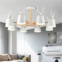 nordic antlers wooden macarons chandelier direction adjustable bedroom chandelier dining room light living room ceiling light