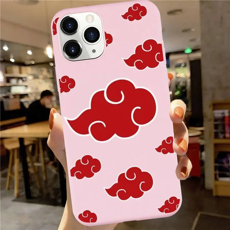 

Naruto logo sign eyes Phone Case Pink Candy Color for iPhone 6 7 8 11 12 s mini pro X XS XR MAX Plus