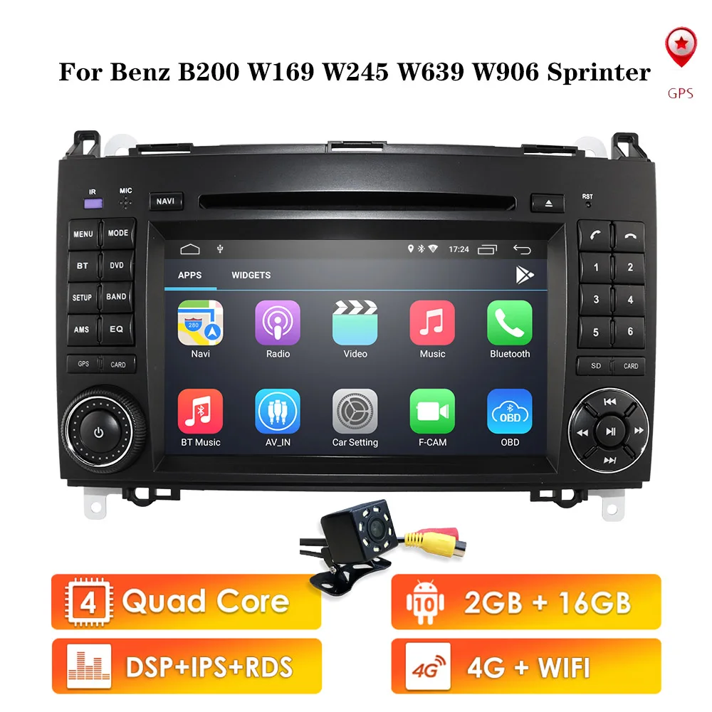 7-дюймовый автомобильный DVD-плеер для Mercedes Benz B200 A B Class W169 W245 Viano Vito W639 Sprinter W906 Радио