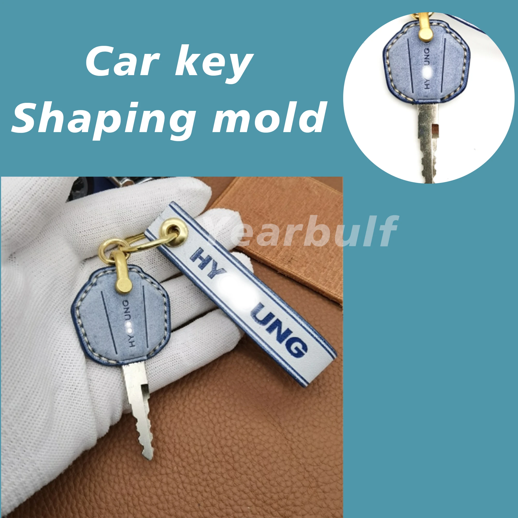 

QingQi Keychain Custom Leather Car Key Mold Handmade Key DIY Cold Pressing Process Molding Shell Mold