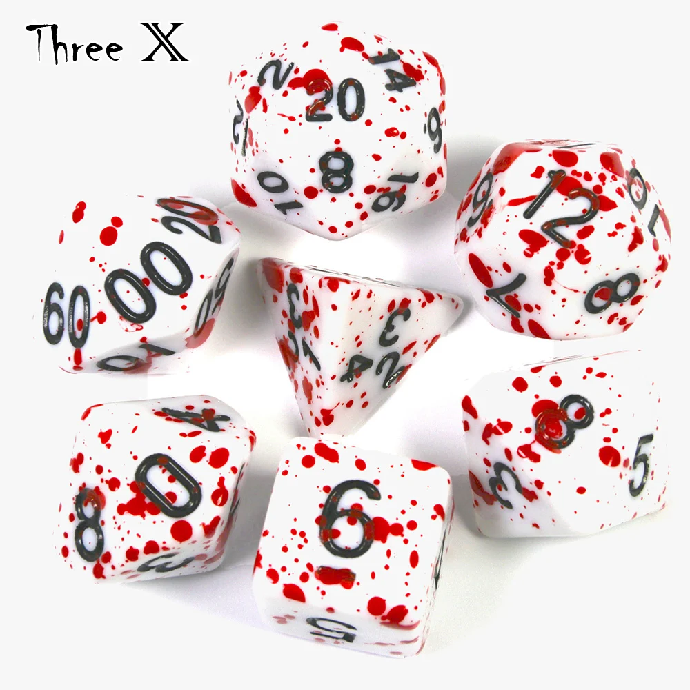 7 шт./компл. многогранные струйный кости пить TRPG DND для непрозрачные D4-D20 Multi по