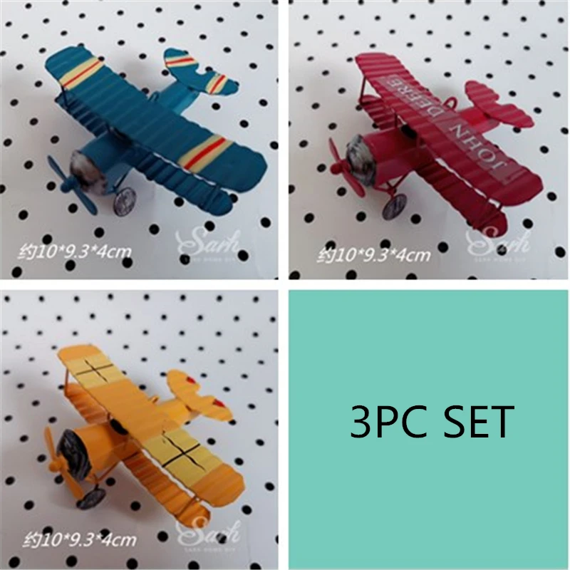 3pc set Красный синий желтый ретро самолет торт украшения день рождения украшения для выпечки милые подарки - Цвет: 3pc set