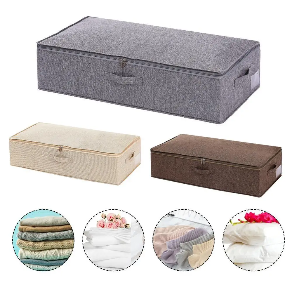 Льняной складной органайзер для хранения обуви под кроватку шкаф коробка