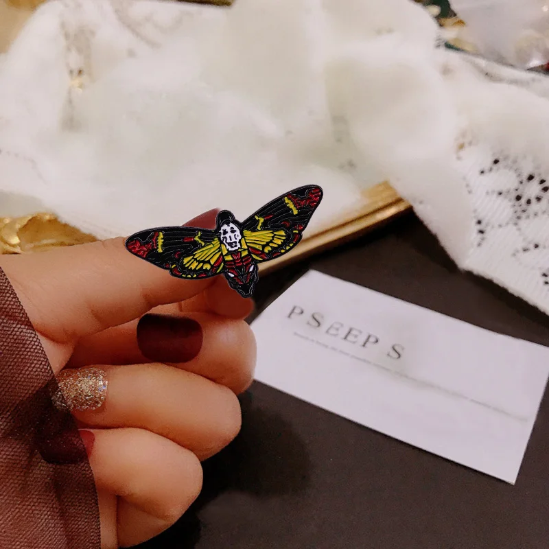 Брошь в виде бабочки смерти тишина ягнят Ганнибал фильм Готический Скелет