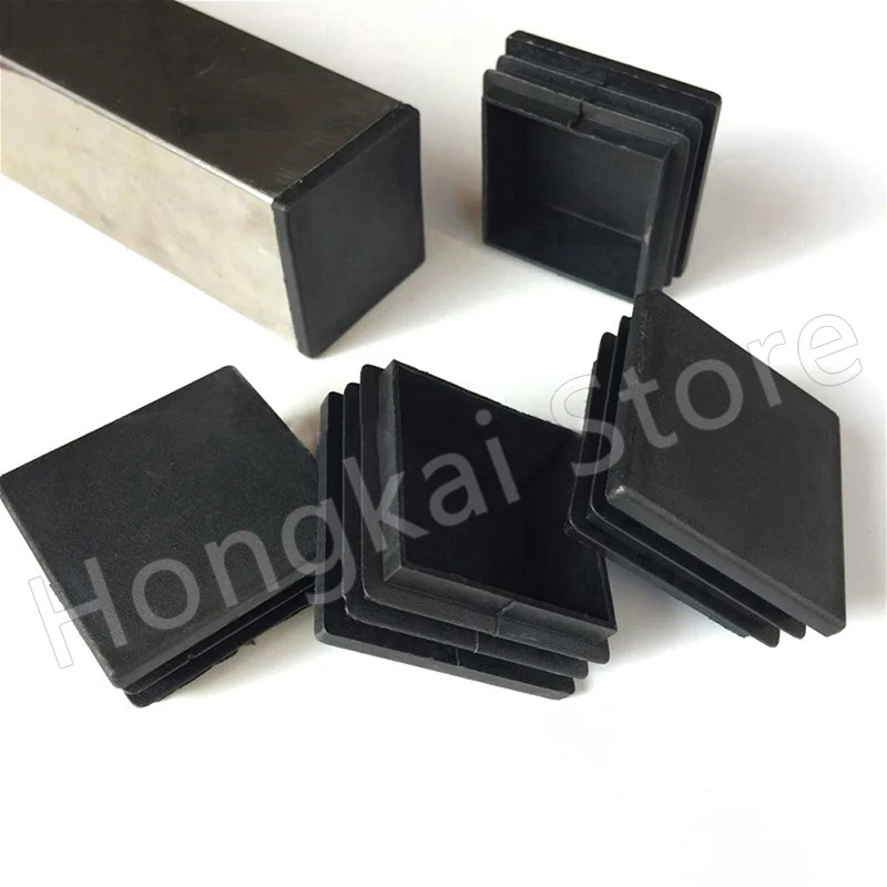 2-16PCS PE Plastic Black Square Tube Plug 10x10mm~100x100mm Blanking End Caps Pipe Inserts Bung Chair Feet | Мебель