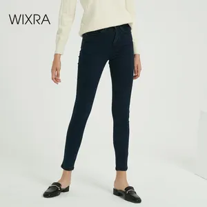 Джинсы-карандаш женские весенне-осенние с высокой талией и карманами