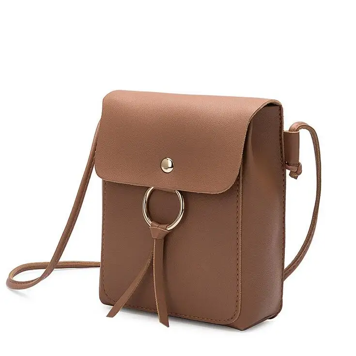 Простая сумка на плечо из искусственной кожи с откидной крышкой однотонная мини