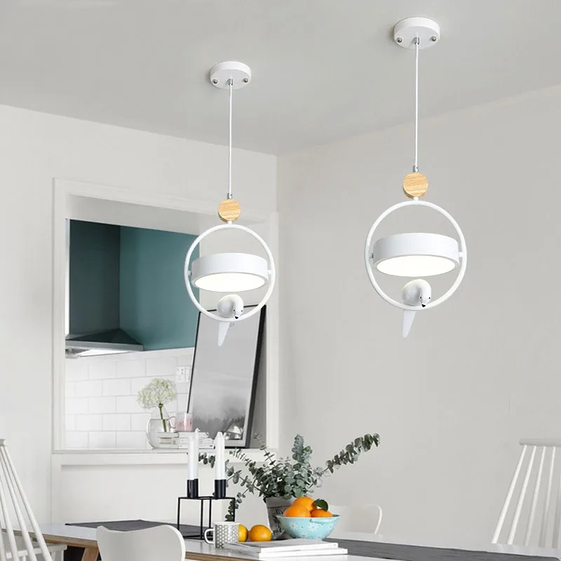 

Nordic Restaurant Chandelier Modern Minimalist Single Head Bird Adjustable Bar LED Lamp Counter Kitchen Lamp