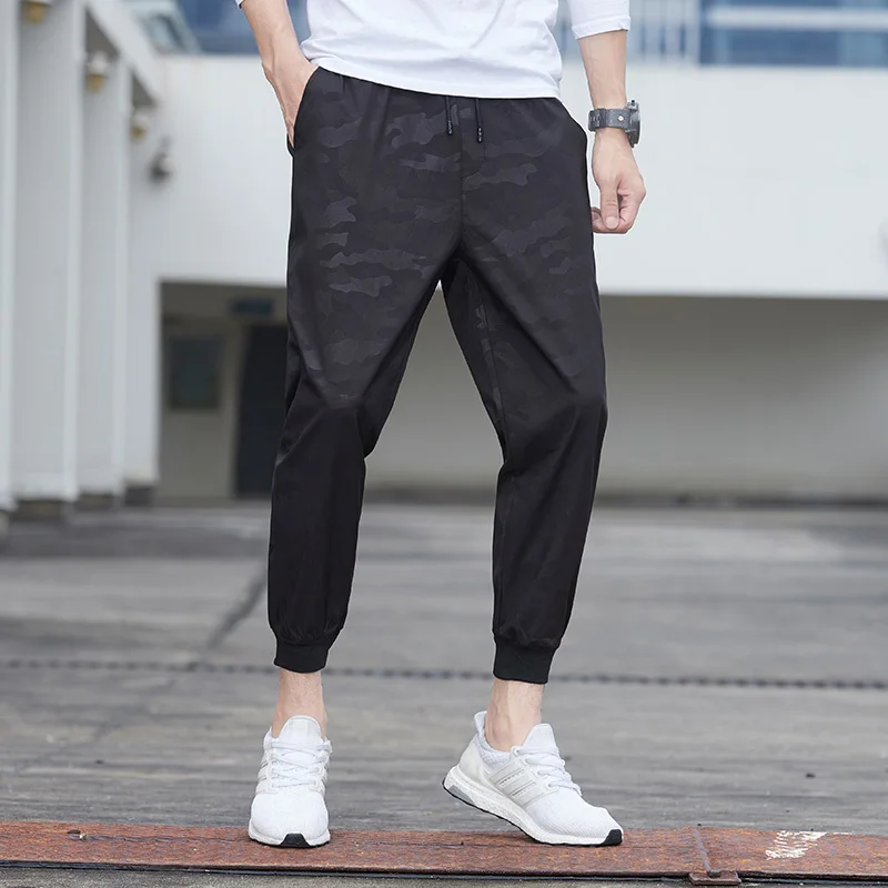 Брюки-шаровары женские с поясом на резинке черные/темно-серые камуфляжные |