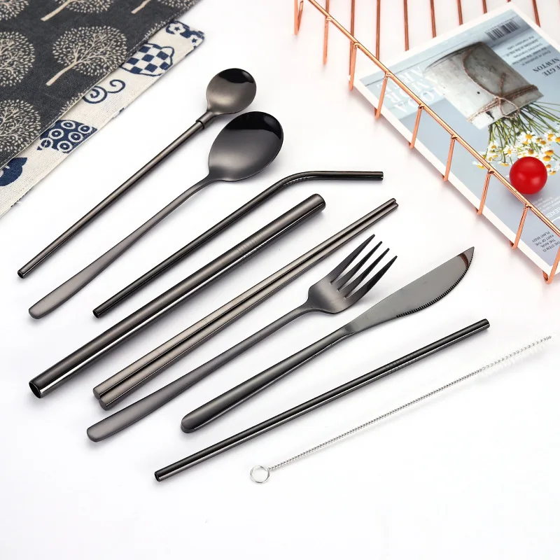 9 шт./компл. набор столовых приборов из нержавеющей стали Палочки для еды нож