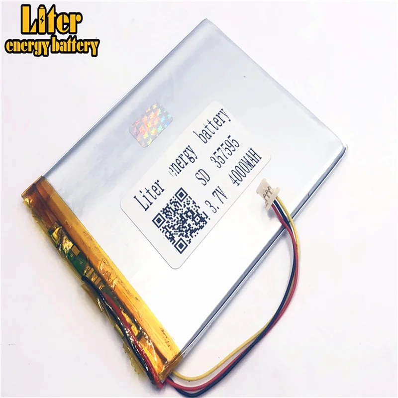 1,0 мм 3pin разъем 357595 4000mah 3,7 V литий-полимерный с подзарядкой литий-полимерный аккумулятор для планшетных ПК 7 дюймов