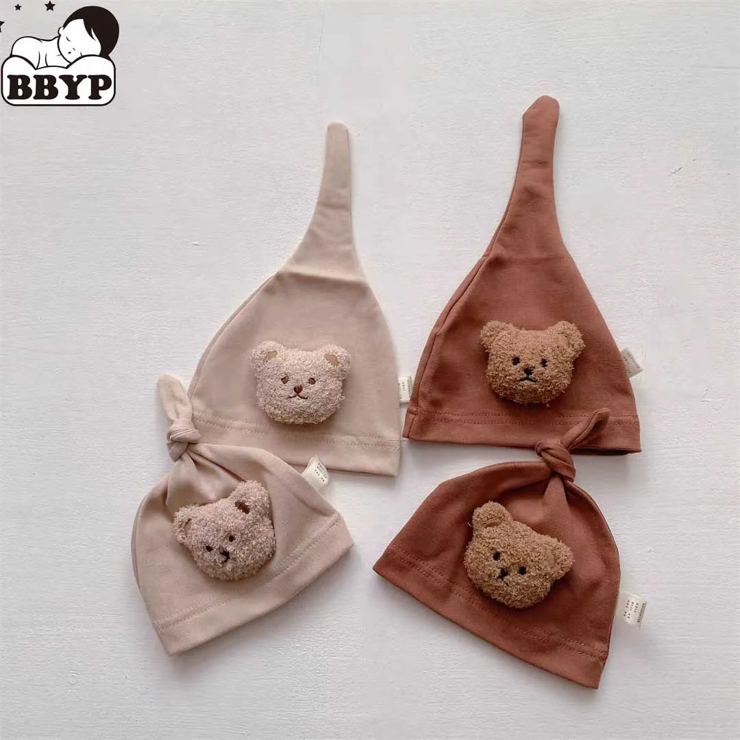 Шапка с мультяшным медведем для младенцев мягкая Регулируемая шапка из 100%