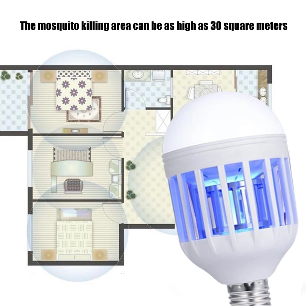 

15W LED Insect Killer Lighting Fly Bug Zapper Bulb Mute Pest Control Mosquito Repellent Lamp for Home Bedroom