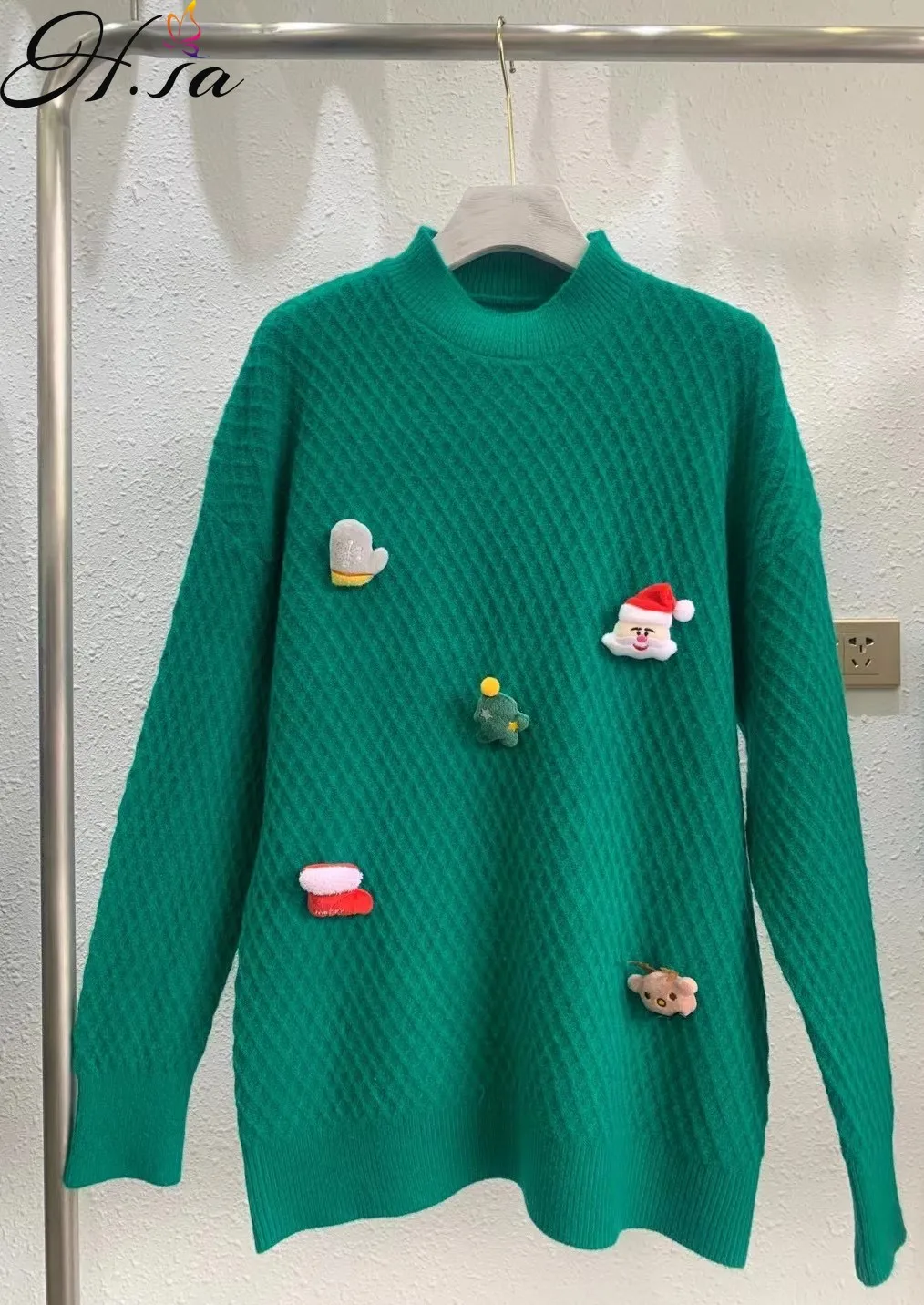 Hsa Рождественский свитер женская осенняя и зимняя верхняя одежда крученый новый