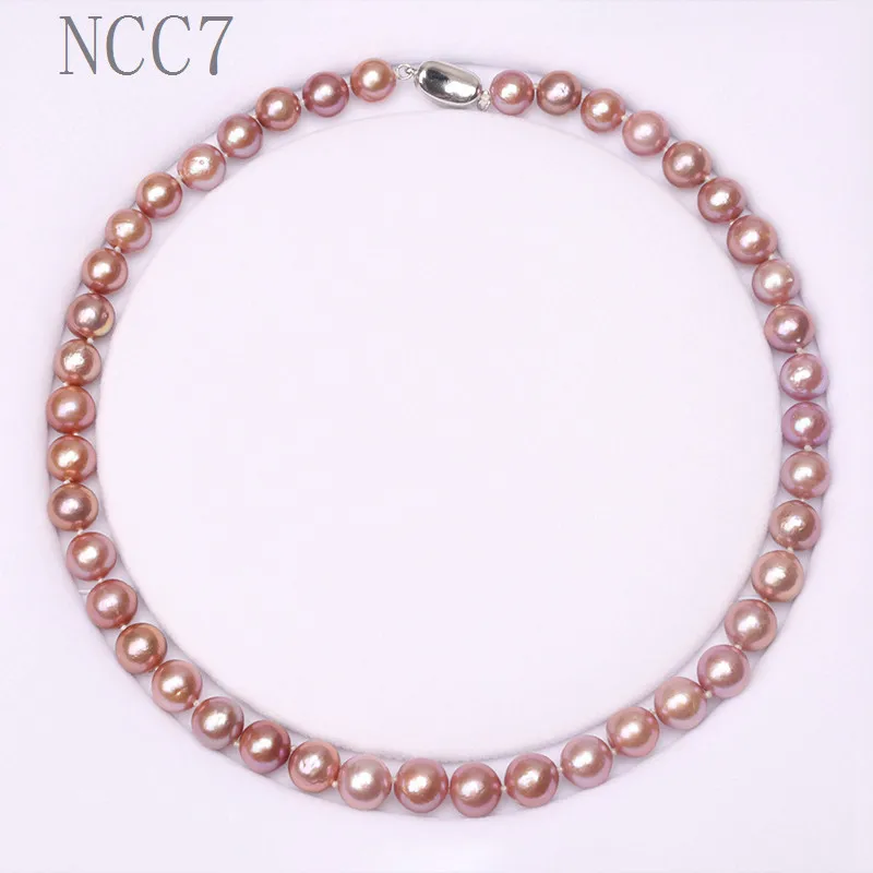 Ожерелье с натуральным пресноводным жемчугом 10-11 мм жемчуг Эдисон серебро 925