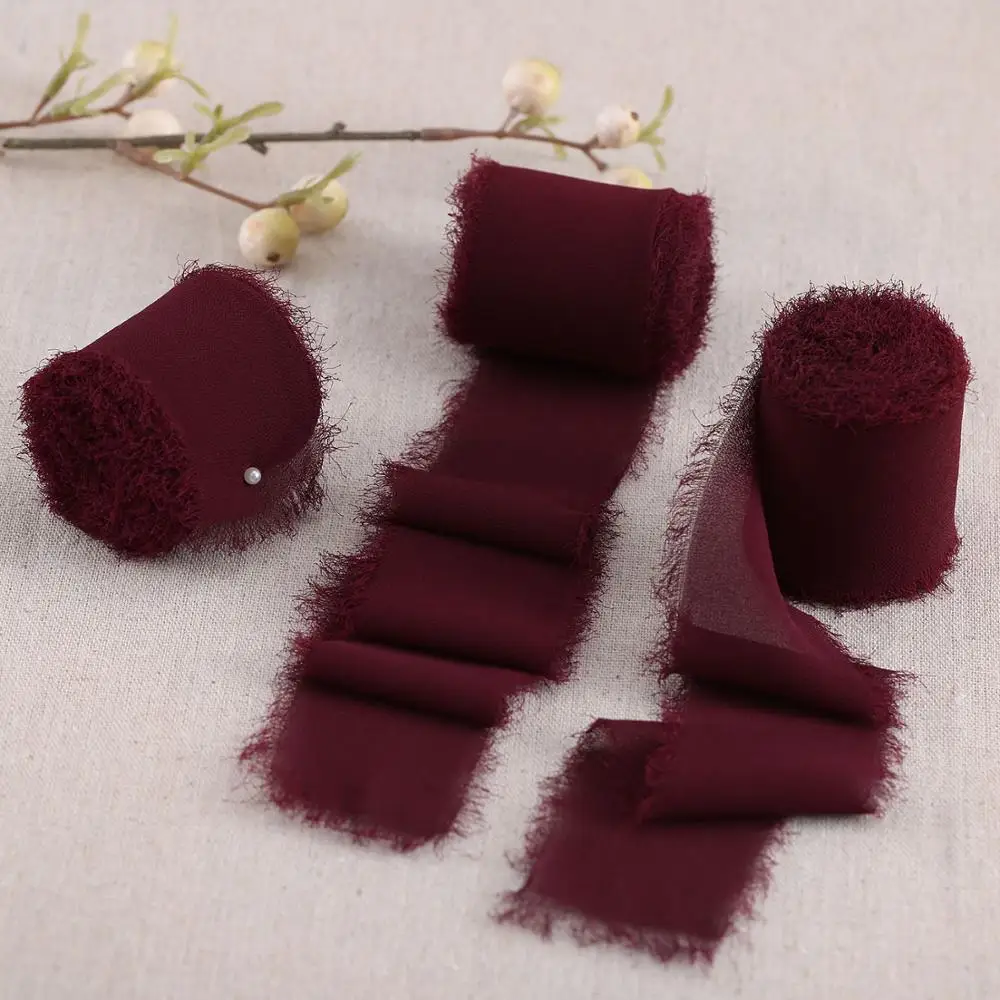 Шифоновая лента ручной работы с бахромой для свадебных приглашений букетов