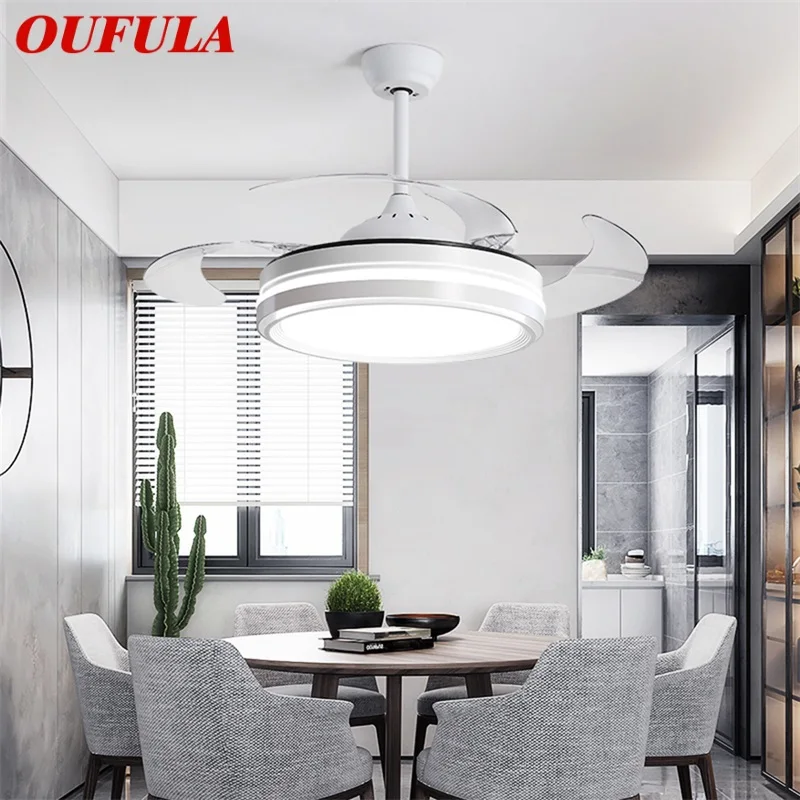 

OUFULA Ceiling Fan With Lights Remote Control 3 Colors LED Decorative For Home Living Room Dining Room Bedroom Restaurant