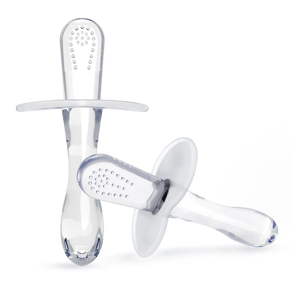 

2pcs Baby Teethers Soft Silicone With Storage Case Training Toothbrush Anti Slip Newborn Ergonomic Safety Double Sided Oral