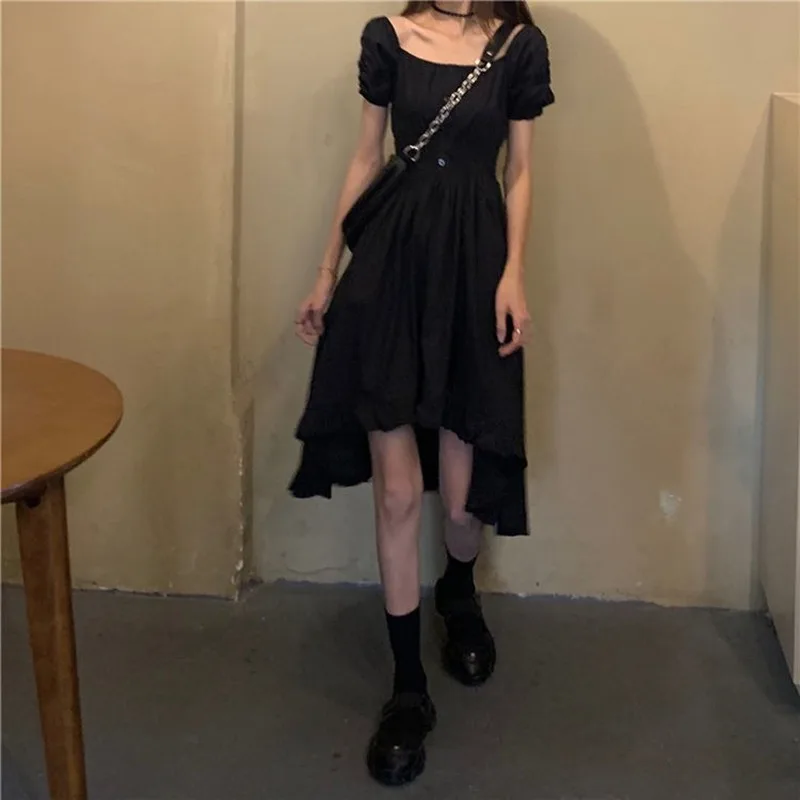 Платье женское с квадратным вырезом однотонное пиканвечерние простое вечернее в