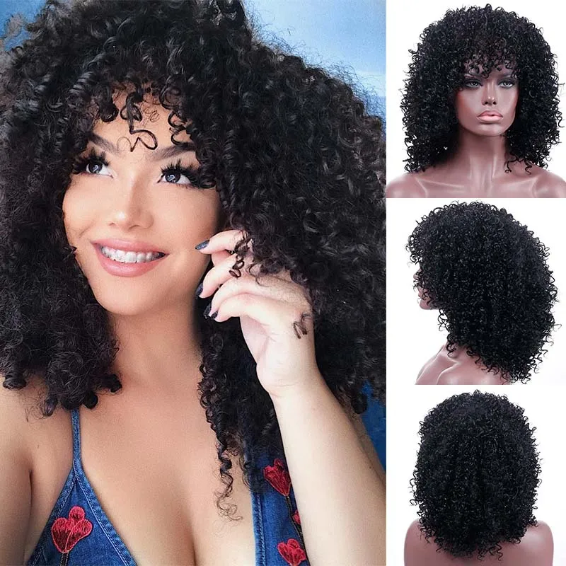 Кудрявые синтетические парики LUPU афро черные и красные из высокотемпературного