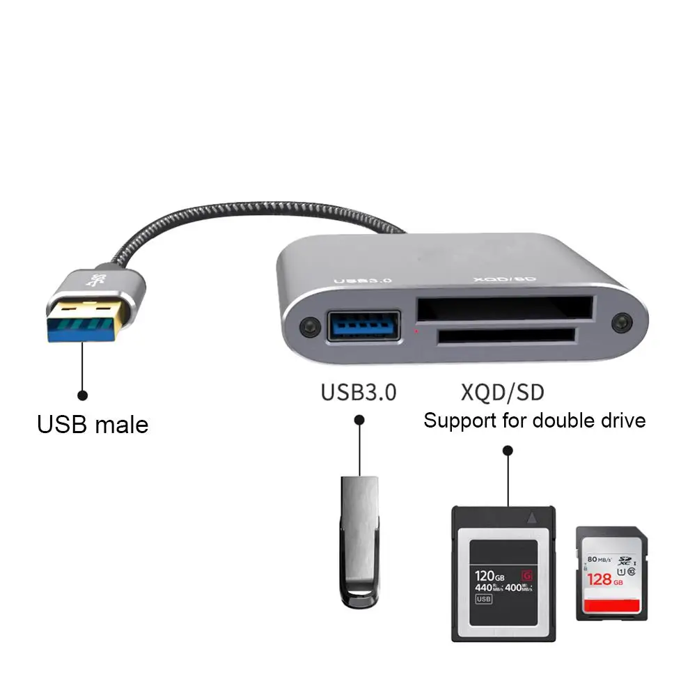 3 в 1 USB 0 Многофункциональный кардридер XQD Micro SD для карт памяти высокоскоростной