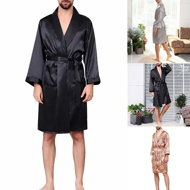 

Новинка 2021, Мужская черная одежда для сна, удобные шелковистые халаты для мужчин, благородный халат, мужские халаты для сна