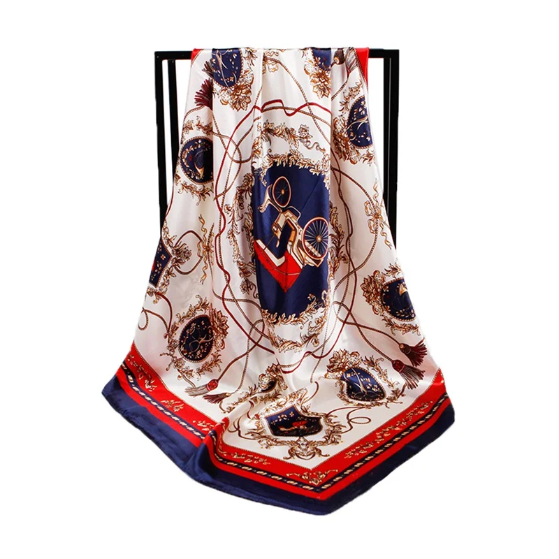 Шелковые шарфы для женщин с принтом платок атласный квадратный головной хиджаб