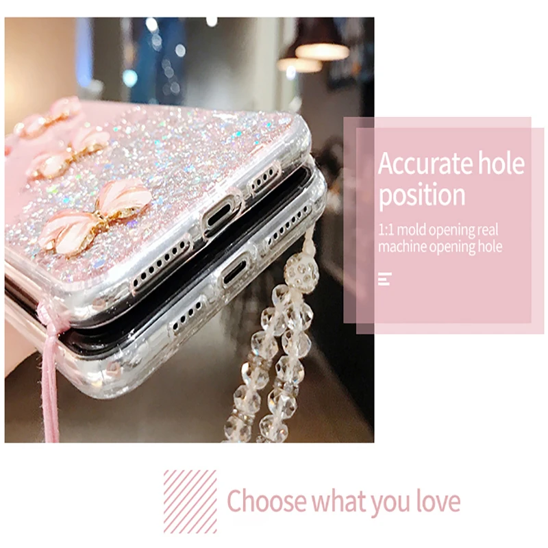 Luxury Bling Glitter Lanyard Silicone Phone Case For Samsung Galaxy S23 S22 S21 S20 FE Note 20 10 Plus Ultra-thin Strap Cover