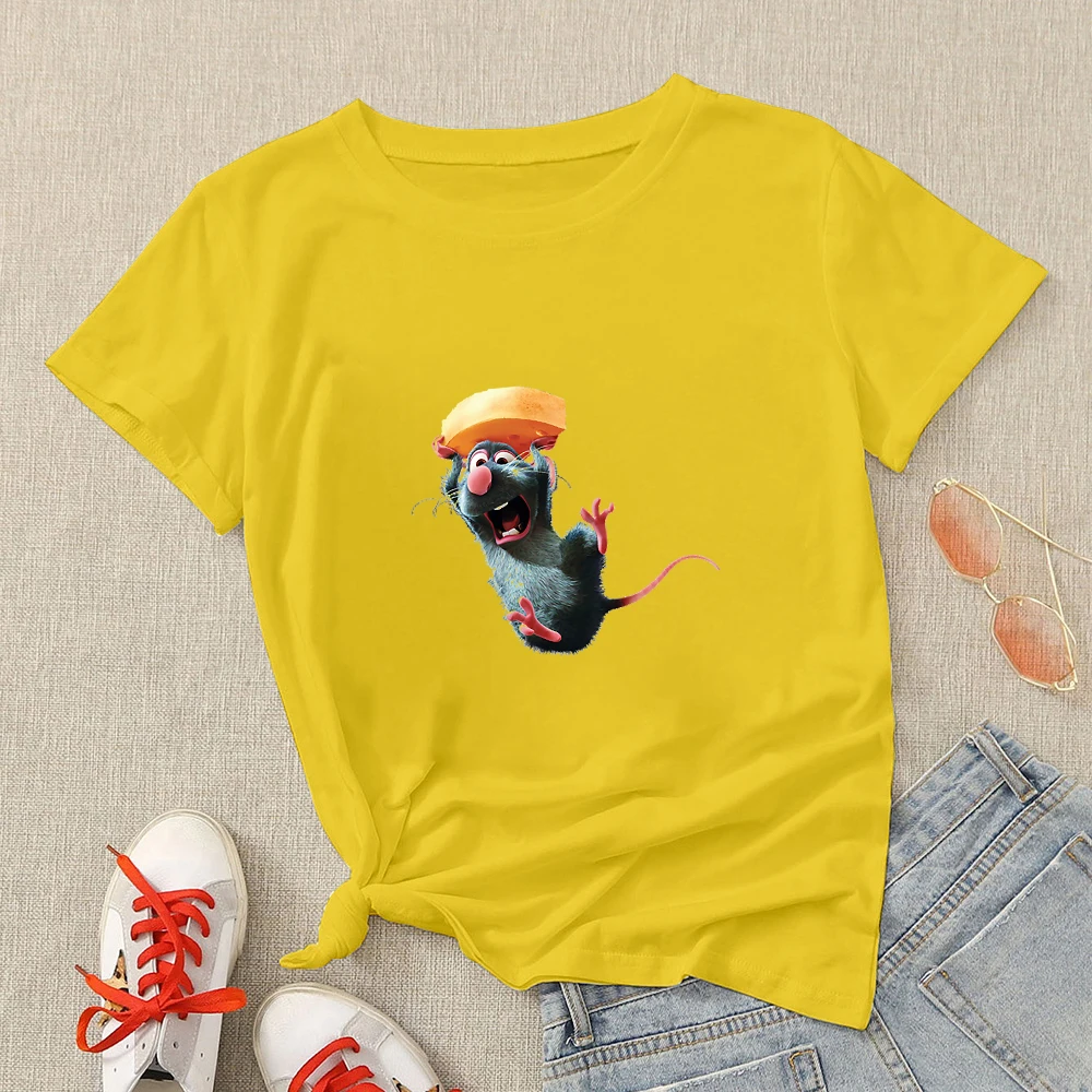 

Ratatouille T-Shirt Remy Cheese Tee Disney for Women Ratatai Remy Women's O-Neck Top Breathable Modern Summer Clothes