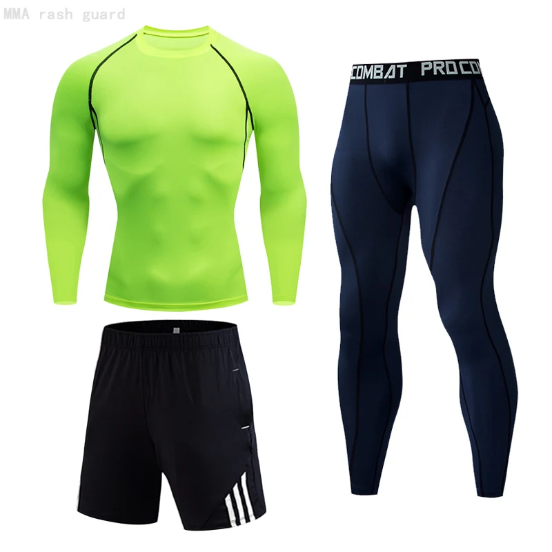 

Mens Tracksuit set Outdoor Jogging suit Sweat Gym Running Tights Compression T-shirt Sportswear bodybuilding Fitness clothes