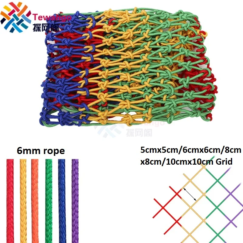 6mm Thicken Rope Colorful Weave Stairs Safety Net Balcony Stairway Childrens' Anti-falling Fence Nylon Climbing Adorn Rope Nets