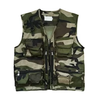 summer green camouflage fishing hunting vest men zip up sleeveless coat boys outerwear tactical tool vest plus size v neck top