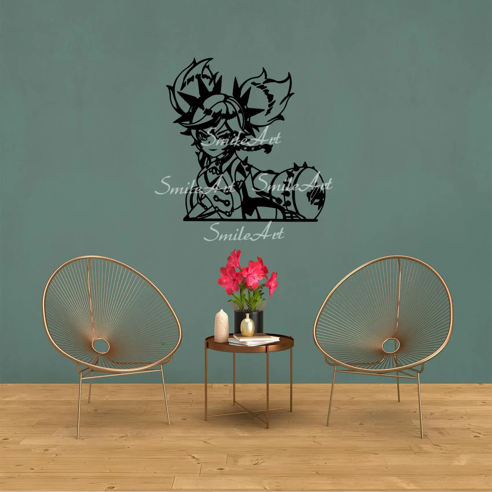 

Популярная Настенная Наклейка Genshin, съемная Настенная Наклейка для гостиной, спальни, водонепроницаемая Настенная Наклейка