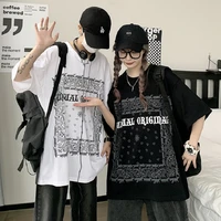 couple loose cashew flower half sleeved t shirt mens summer 2021 harajuku style hip hop short sleeved top graphic t shirts