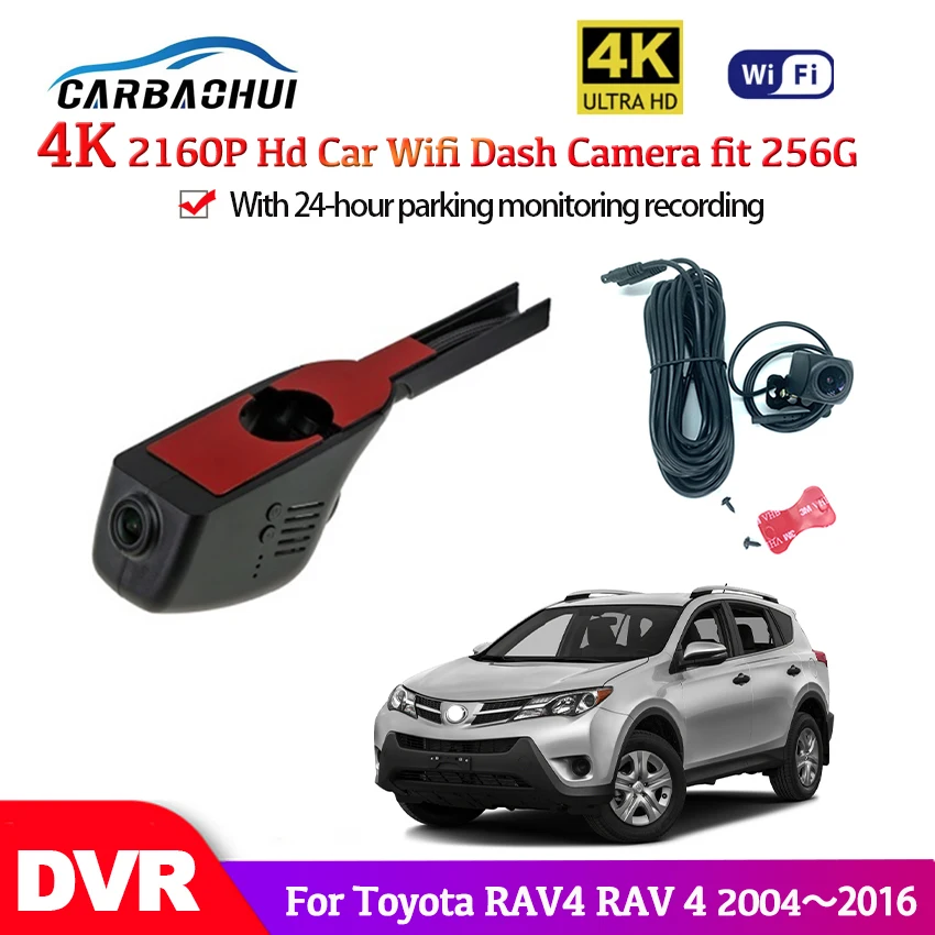 4K HD 2160P Car Mini Wifi Camera Full dvr Car Dash Cam Video Recorder Original DVR For Toyota Camry RAV4 RAV 4 2004～ 2016-2022