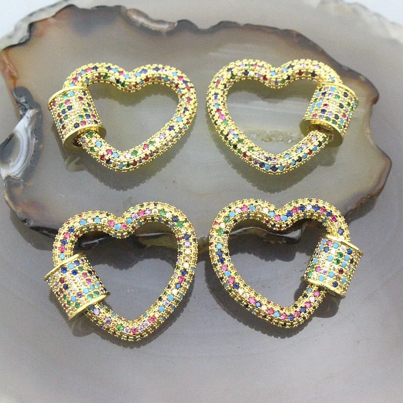5 шт./лот застежка в форме сердца из кубического циркония аксессуары с