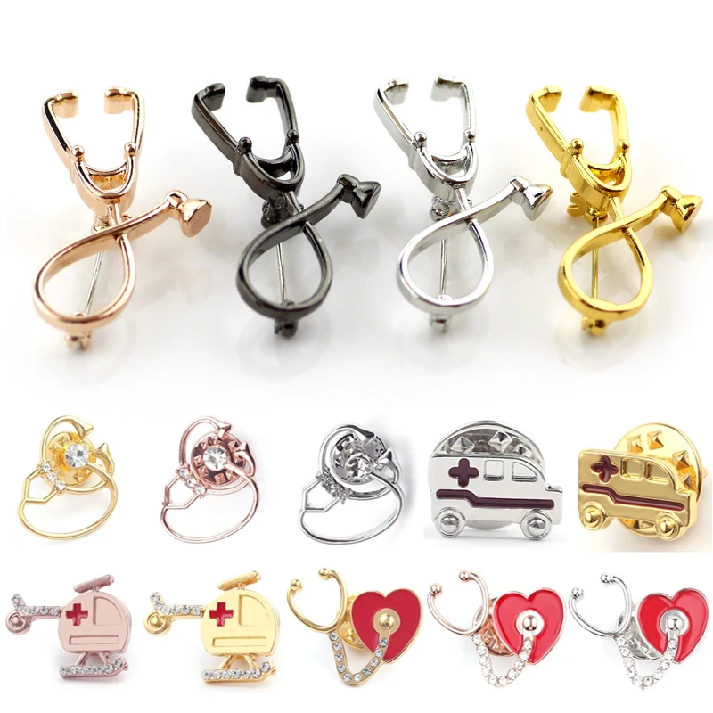 

Brooch Medical Stethoscope Ambulance Microscope Shape Doctor Nurse Biology Molecular modelling Badge Pin Gift