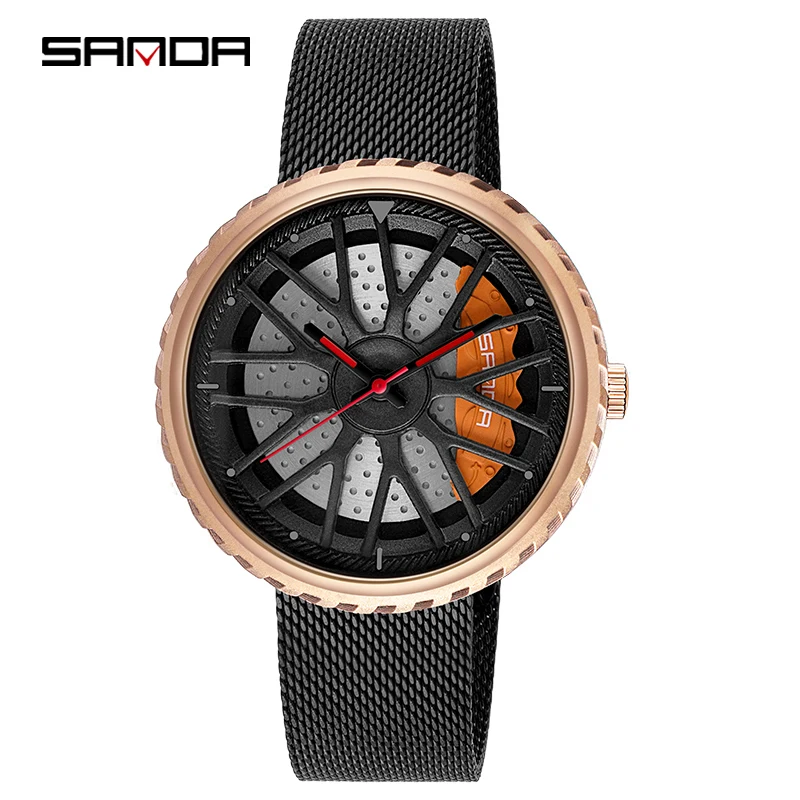 Мужские квадратные часы Waches Роскошные Кварцевые с сетчатым ремешком и