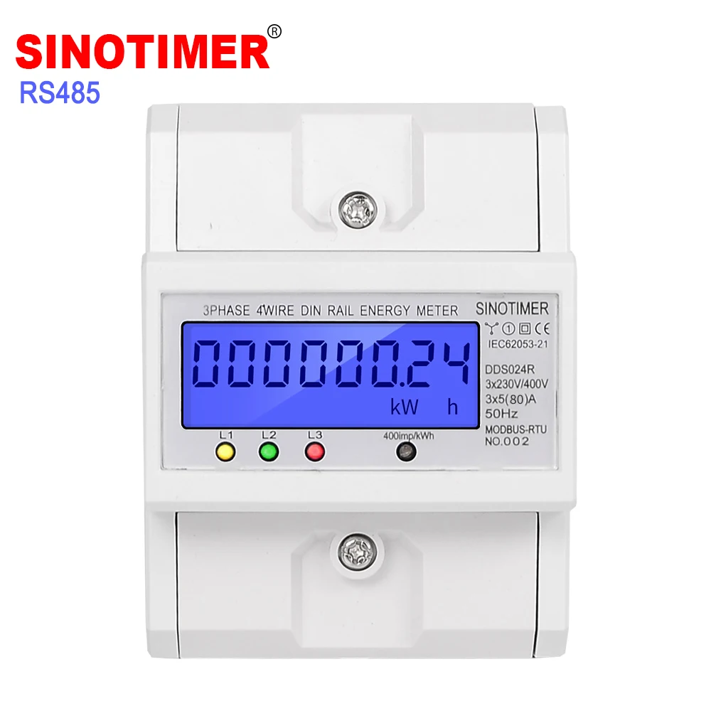 RS485 Modbus Rtu DIN Rail 3 фазный 4 проводной электронный ваттметр измеритель