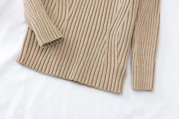 Toddler Girl Fitted Rib Knit Ruffled Collar Sweater Children Kids Girl Ribbed Sweater Winter Girls Tops