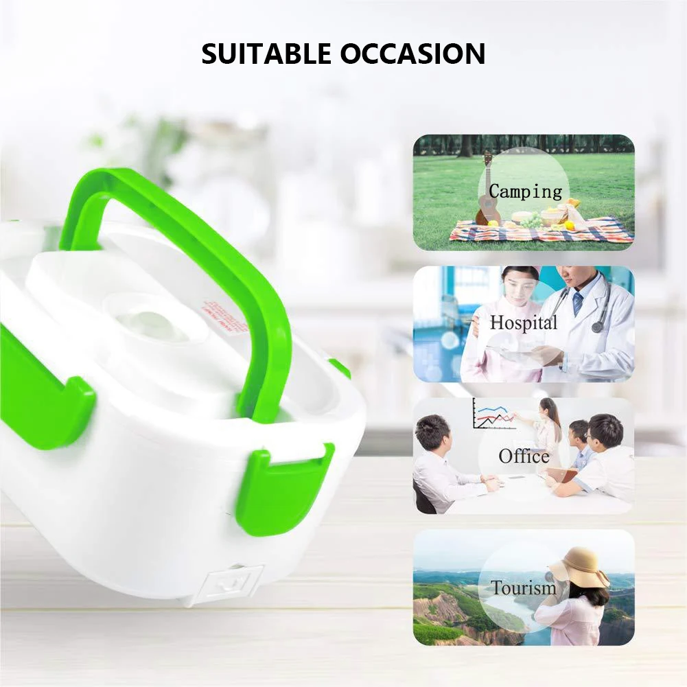 

Electric Heated Lunch Box Food Warmer Stainless Steel Container EU/US/Car Plug Car Office Heating Container Storage Lunchbox