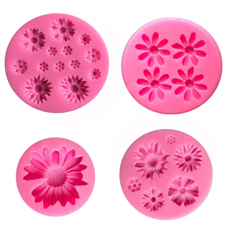 

Variety daisy gerbera Shape liquid fondant silicone molds soft clay and epoxy plaster decoration modeling