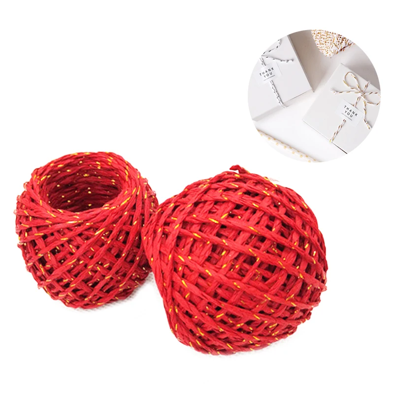 Рулон 20 м натуральный цветной бумажный шнур Золотая Подарочная коробка веревка