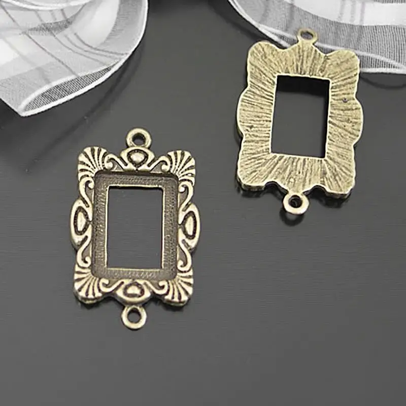 

(25711-G)20PCS Antique Bronze Zinc Alloy Rectangle Base Trays Bezels Cabochon Beads Cameo Settings Pendants Jewelry Making