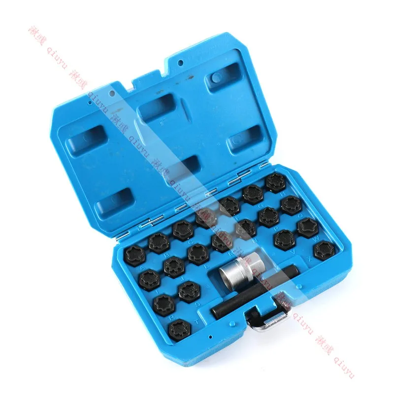 

22Pcs Car locking Wheel Nut Removal Tool Set For Audi locking keys TypeA -X Anti-Theft Screw Sleeve Wheel Lock tool