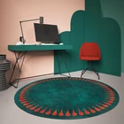 Круглый ковер для гостиной, художественный зеленый коврик, современный минималистичный круглый напольный коврик, коврик для спальни, гостиной, настольного компьютера, стула, коврики