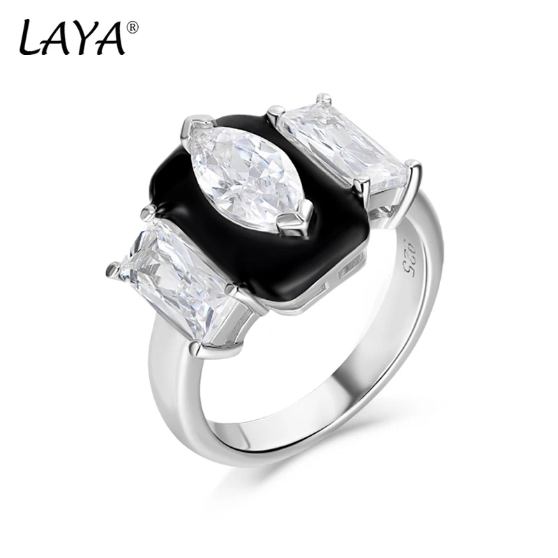 

Laya Silver Ring For Women Pure 925 Sterling Silver Retro Mood Ring High Quality Zircon Created Crystal Glass Enamel Jewelry